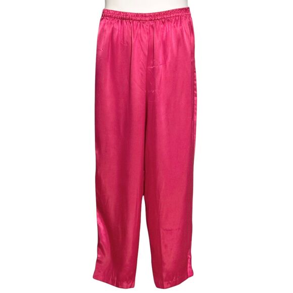 Vintage Delicates Satin Pajama Set Colorful Pink Paisley PJs & Robe Medium 12-14 - Picture 12 of 16